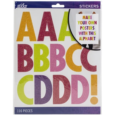 Sticko® Multi Glitter Extra Large Futura Alphabet Stickers