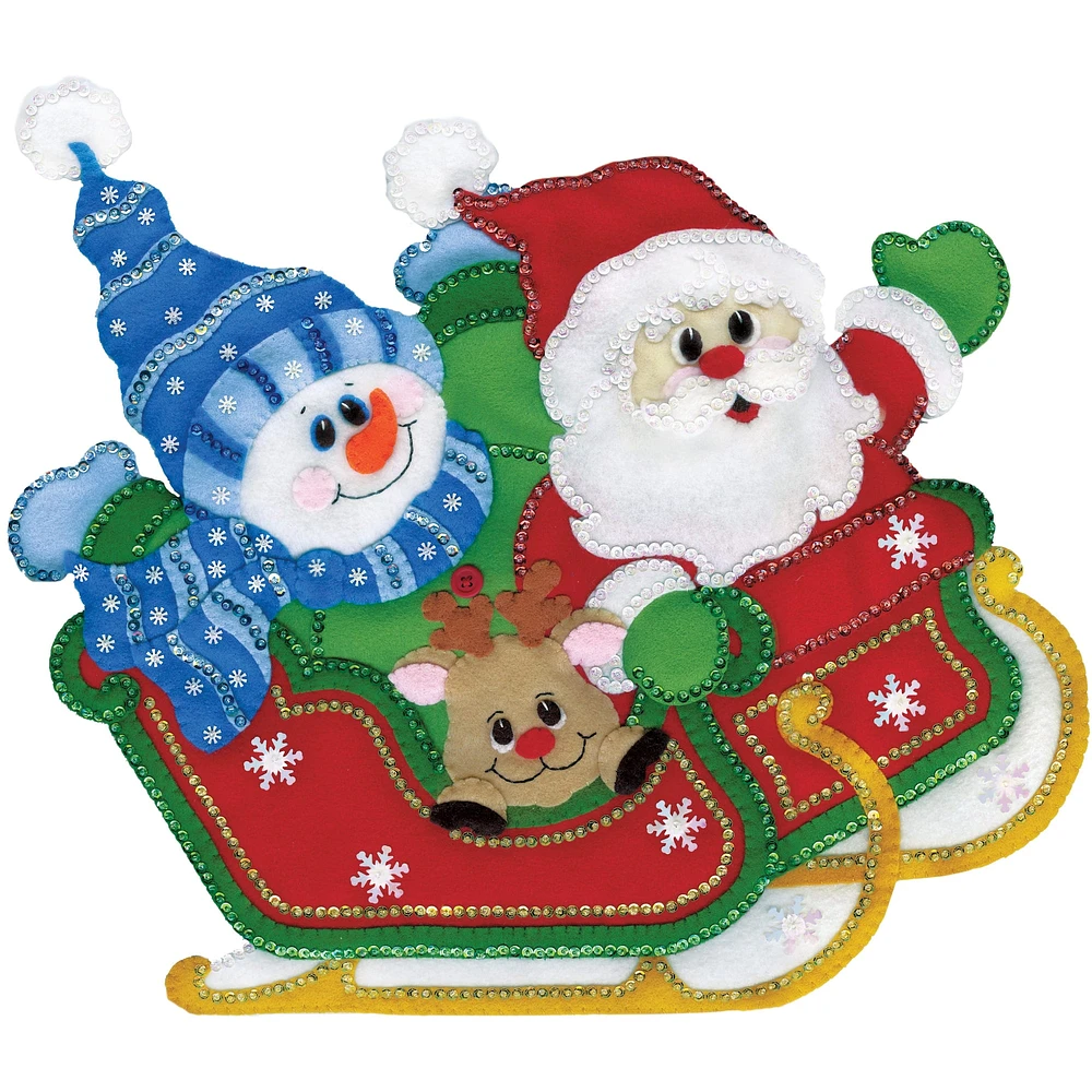 Design Works™ Sleigh Ride Felt Wall Hanging Applique Kit