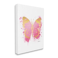 Stupell Industries Hot Pink Pop Butterfly Glam Paint Splatter Canvas Wall Art