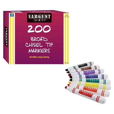 4 Packs: 200 ct. (800 total) Sargent Art® Washable Classic Chisel Tip Markers