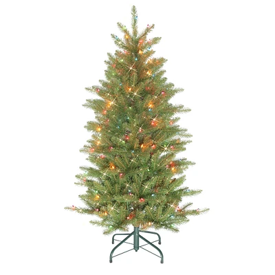 4.5ft. Pre-Lit Slim Fraser Fir Artificial Christmas Tree, Multicolor Lights