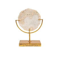 Beige Agate Stone Slice on Metal Stand