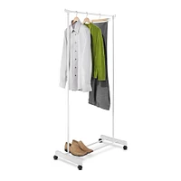 Honey Can Do White Portable Metal Clothes Rack with Bottom Shelf