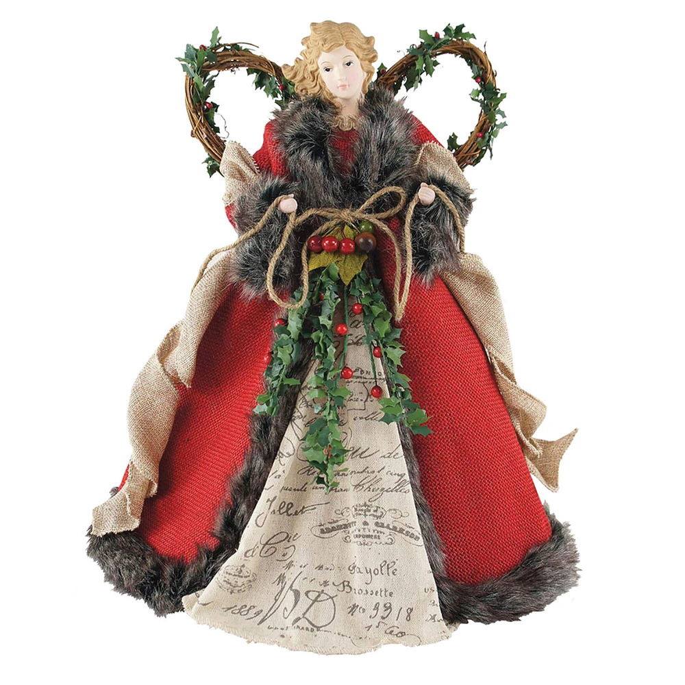 Santa's Workshop 16" Red Homespun Angel Tree Topper