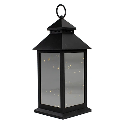 12" Black LED Lantern with Warm White Flickering Light