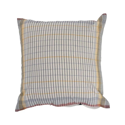 Multicolor Plaid Woven Cotton Pillow