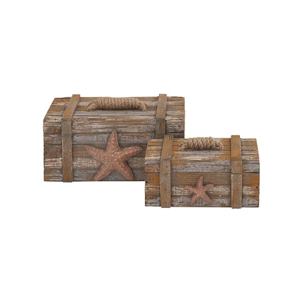 Brown Wood Coastal with Starfish Box Set