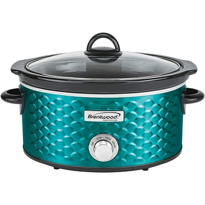Brentwood Blue 4.5qt. Scallop-Pattern Slow Cooker