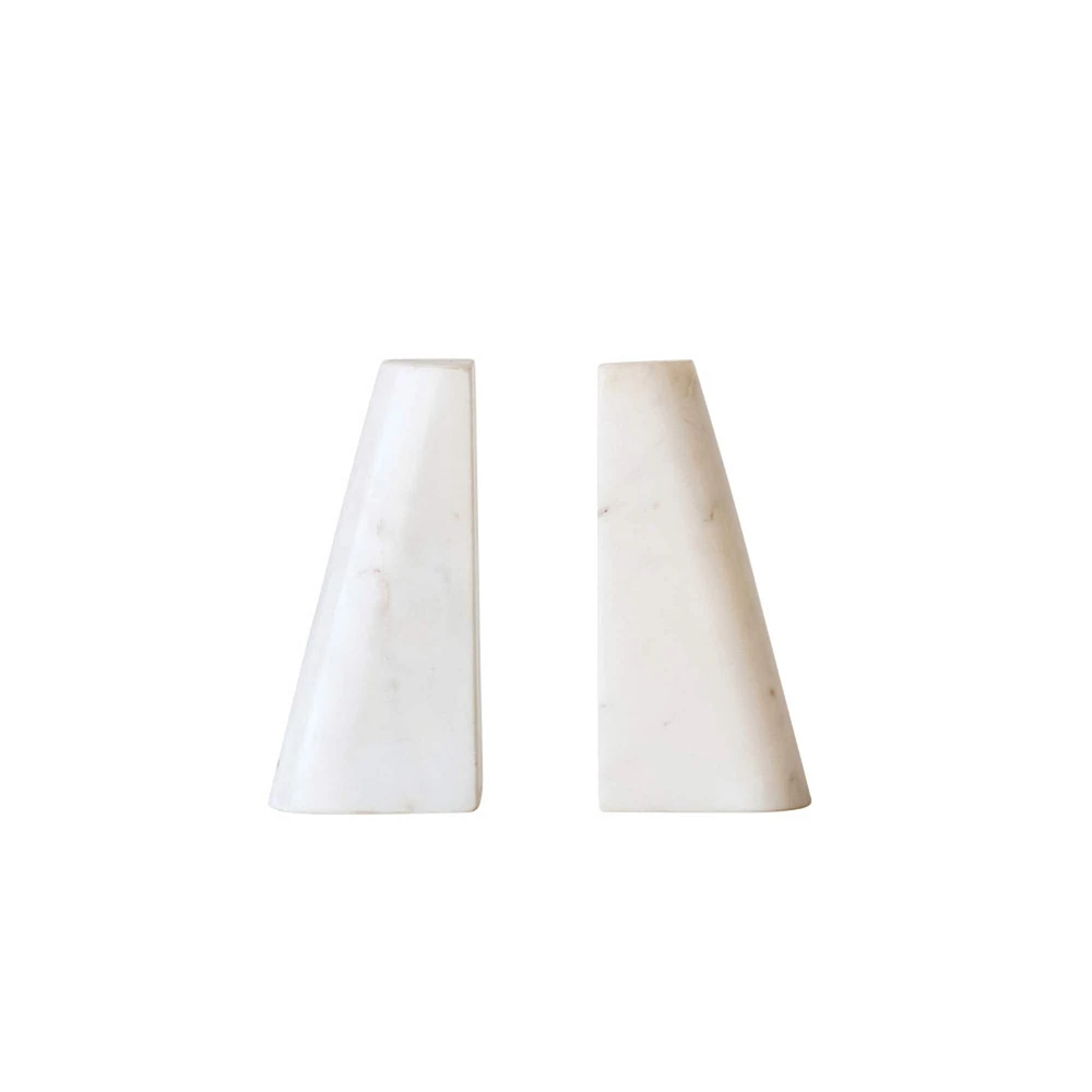 Bloomingville 6" White Marble Bookends Set