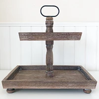 Foundations Décor 15.75" Antique Finish Rectangle Tiered Tray