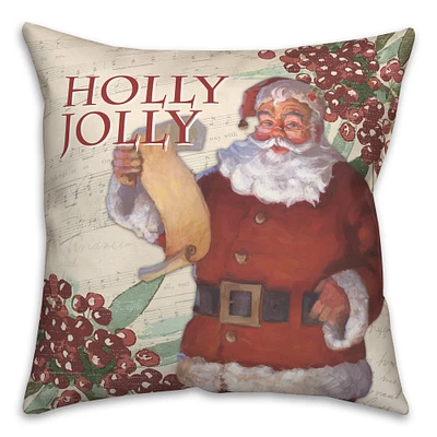 Holly Jolly Santa 18x18 Throw Pillow