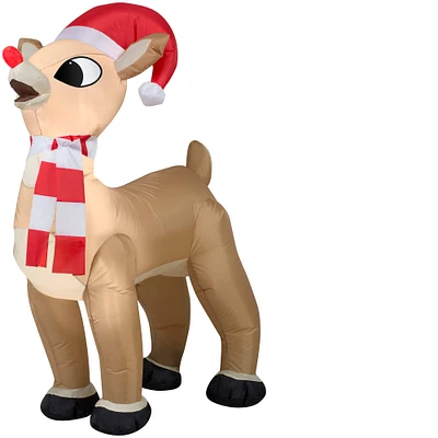 3.5ft. Airblown® Inflatable Standing Rudolph with Santa Hat & Scarf