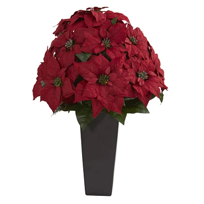 2.25ft. Red Poinsettia Plant in Black Planter