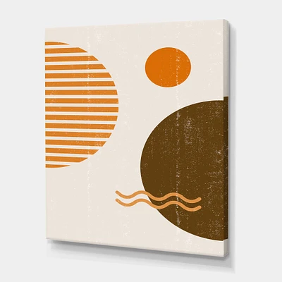 Designart - Abstract Minimal Sun and Moon In Earth Tones III - Modern Canvas Wall Art Print