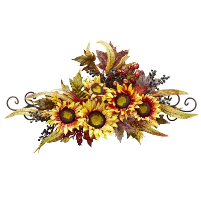 27" Sunflower Swag with Metal Frame