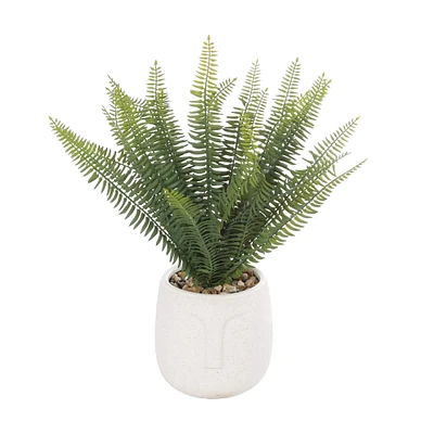 16" Green Foliage Artificial Plant with White Ceramic Pot