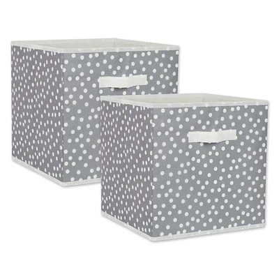 DII® 13" Gray & White Dots Storage Cube, 2ct.