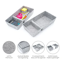 Welaxy Felt 2 Piece Divided Drawer Organizer Trays