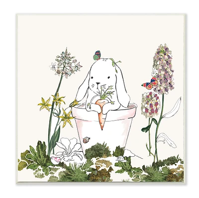 Stupell Industries Bunny in Flower Pot Wall Plaque