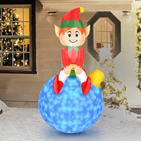 5ft. Airflowz Inflatable Elf on Ornament with Swirling Lights