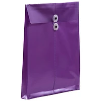 JAM Paper Purple Pearl Plastic Button & String Closure 9.75" x 11.75" Envelopes, 12ct.