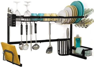 NEX™ 38" Black 2-Tier Stainless Steel Over the Sink Dish Rack