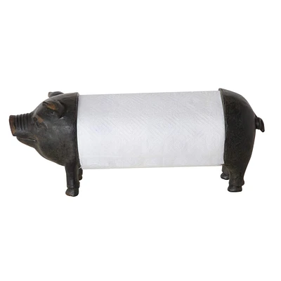 15.5'' Bronze Pig Paper Towel Holder
