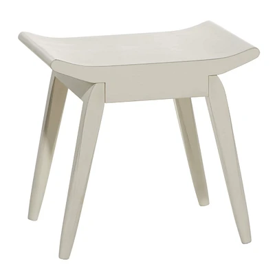 17" White Wood Traditional Stool