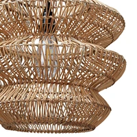 16" Boho Natural Woven Rattan Sculptural Pendant Light