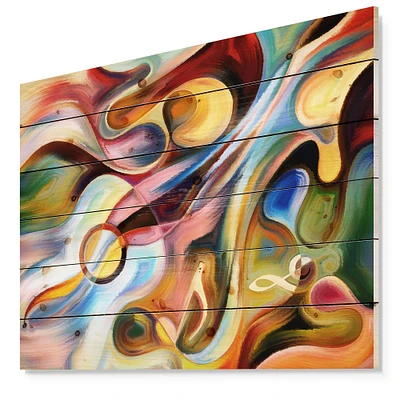 Designart - Music beyond the Frames - Music Print on Natural Pine Wood