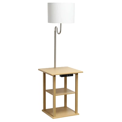 Simple Designs 57" 2 Tier Floor Lamp with USB & Outlet