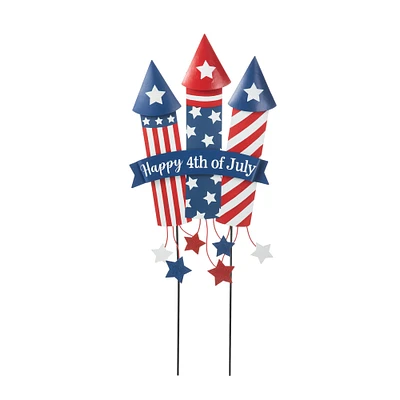 Glitzhome® 30" Patriotic Firecracker Yard Stake