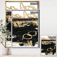 Designart - Gold and Black drift III - Modern Glam Canvas in Gold Frame