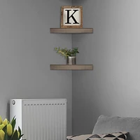 Walnut Brown Floating Corner Shelves Set