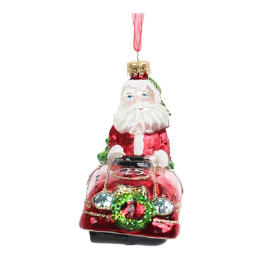 4.5" Santa Driving Car Glass Ornament by Ashland®