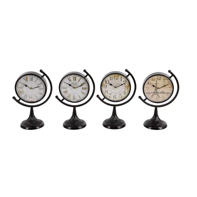 12" Black Metal Vintage Standing Clock Set