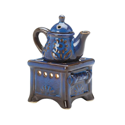 5" Blue Porcelain Teapot Stovetop Candle Oil Warmer