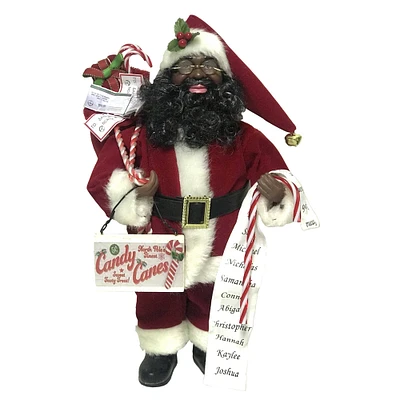 Santa's Workshop 15" Black Candy Cane Claus Figurine