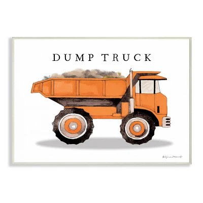 Stupell Industries Orange Dump Truck Traditional Construction Vehicle Wall Plaque