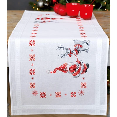 Vervaco Christmas Elves Stamped Table Runner Cross Stitch Kit