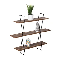 Honey Can Do 28" Three-Tier Decorative Metal & Wood Wall Shelves