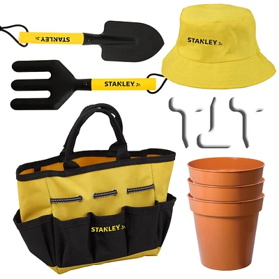 Red Toolbox Stanley Jr 10-Piece Garden Tools Set With Sun Hat & Bag
