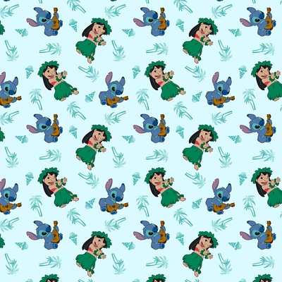 Disney® Blue & Green Lilo & Stitch Vacation Icon Cotton Fabric