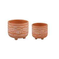 Flora Bunda® Orange Navajo Footed Planter Set