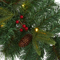 6ft. Pre-Lit Clear LED Mixed Pine, Berry & Pinecone Artificial Christmas Garland