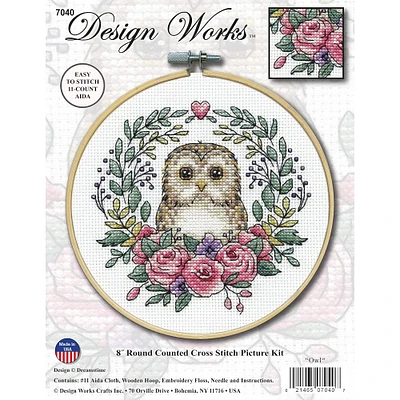 Design Works™ 8'' Round Owl Counted Cross Stitch Kit