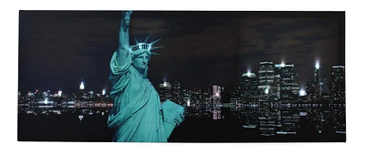 LED Statue of Liberty with NYC Skyline Canvas Wall Art
