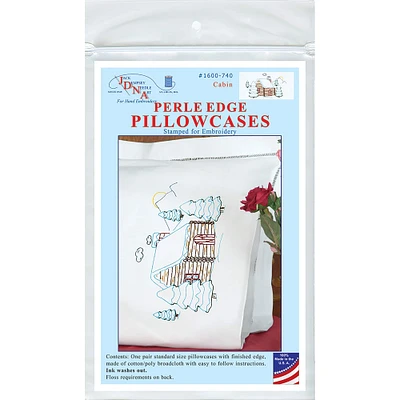 Jack Dempsey Cabin Perle Edge Stamped For Embroidery Pillowcase Set