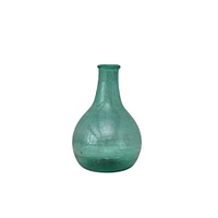 6" Teal Hand Blown Glass Vase