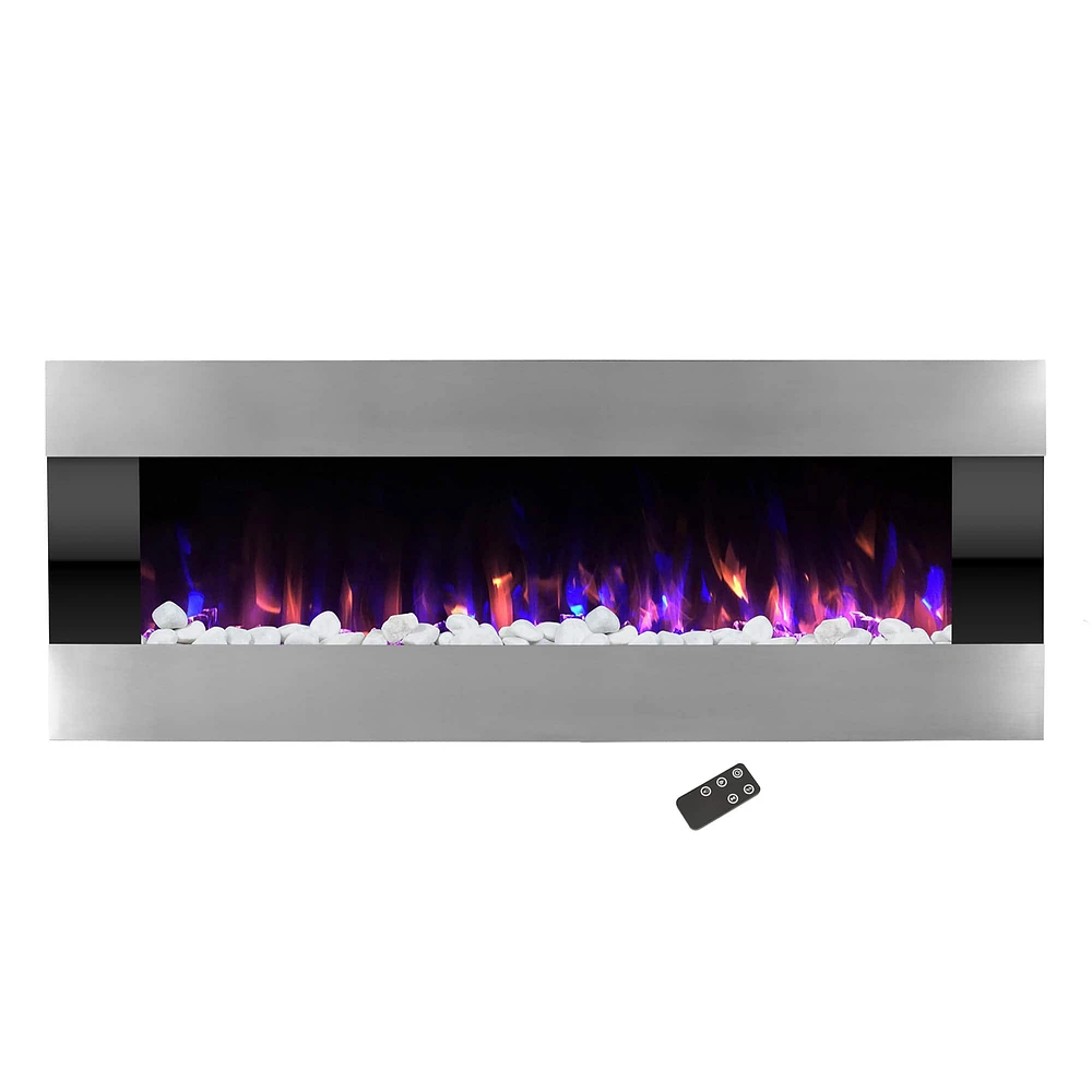 Hastings Home 54" Stainless Steel LED Fireplace